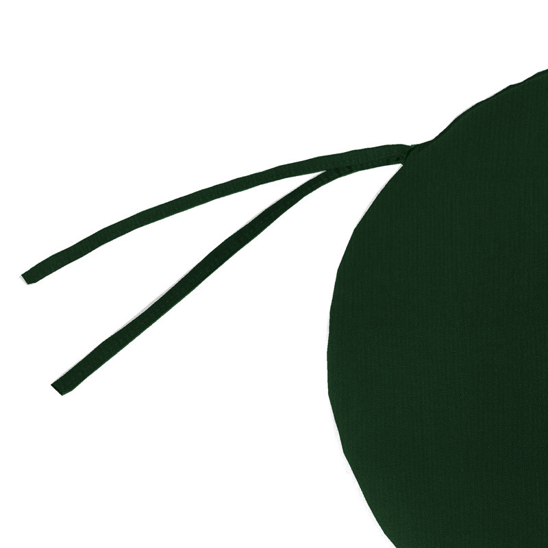 16" Round Outdoor Chair Seat Cushion with Ties, Green
