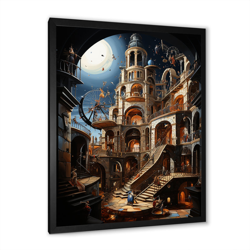 Schéma d'un château I sur toile, H 32 po x l 24 po, Cadre photo blanc