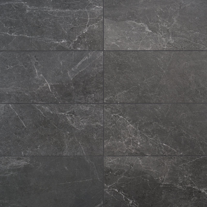 Carreau de porcelaine mate pour plancher et mur 11,81 po x 23,61 po Limetech (17,43 pieds carrés / caisse), Gris graphite