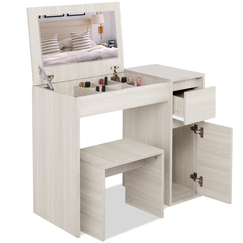 Lamaya Dressing Table with Mirror, Beige