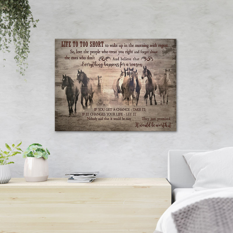 «Wood Horse Herd», impression sur toile tendue, H 24 po x l 36 po x P 2 po