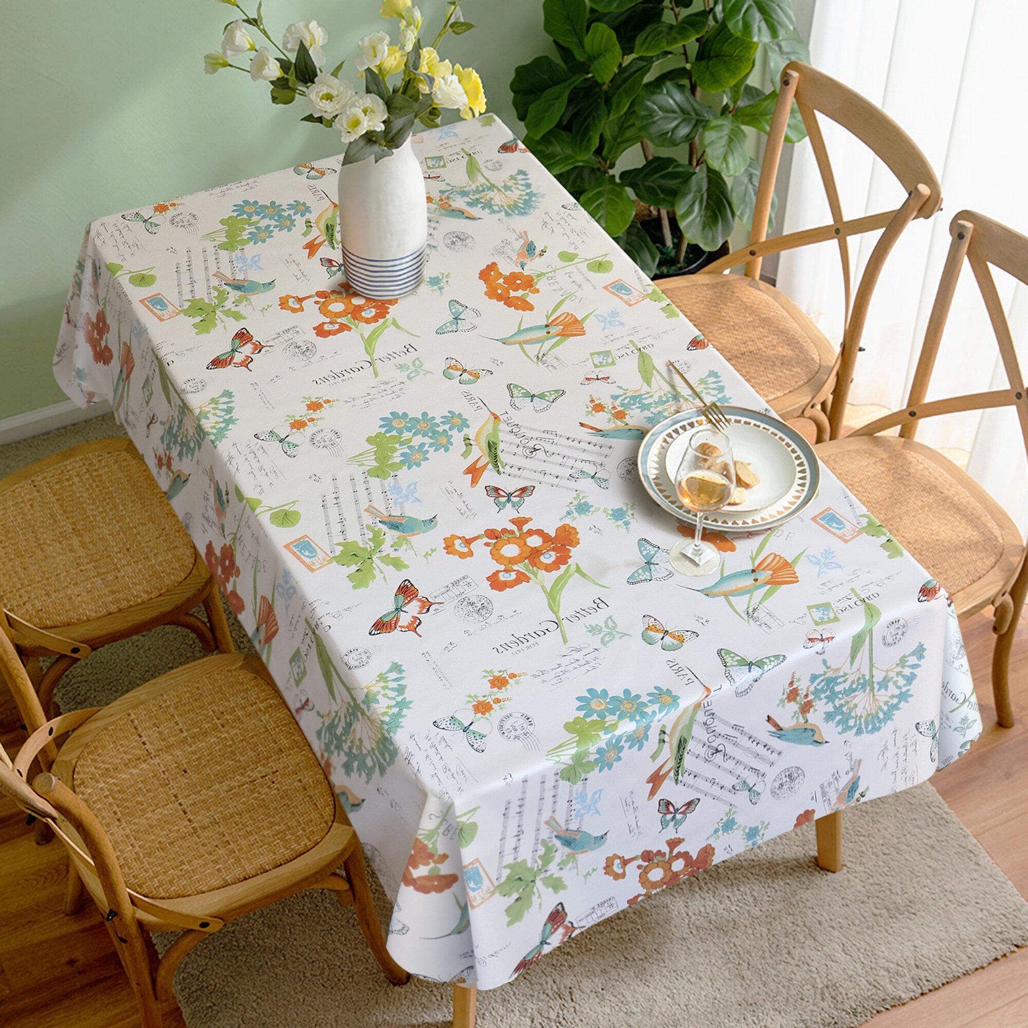 Jade Blossom Tablecloth 60x120 in.