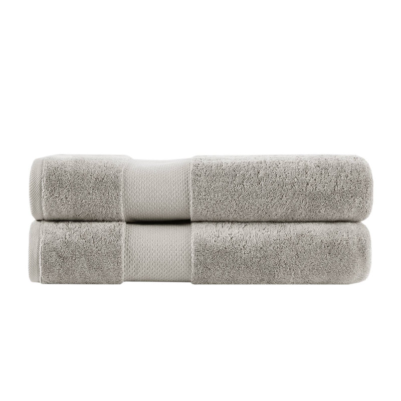 Ensemble de 2 serviettes de toilette 100 % coton gris turc, extra larges, à séchage rapide et ultra-absorbantes., Gris