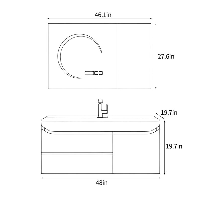 Cream style modern simple bathroom cabinet