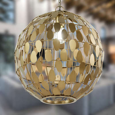 16"W Amelia Glam Gold Globe Shade Pendant