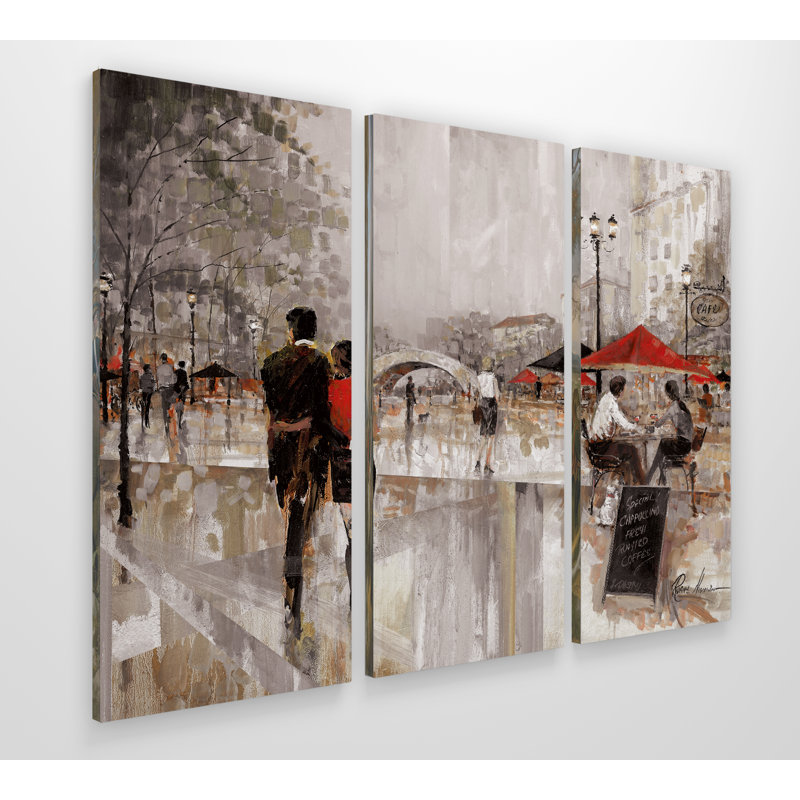 Riverwalk Charm - Ensemble de 3 reproductions d'images sur toiles, H 24 po x l 36 po x P 1,5 po