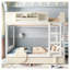 Lit superposé double avec lit gigogne, structure en bois de style automobile beige et blanc