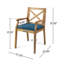 Chaise de salle à manger, 2 pièces avec 2 coussins bleus, pour cour, bord de piscine, jardin-123986078