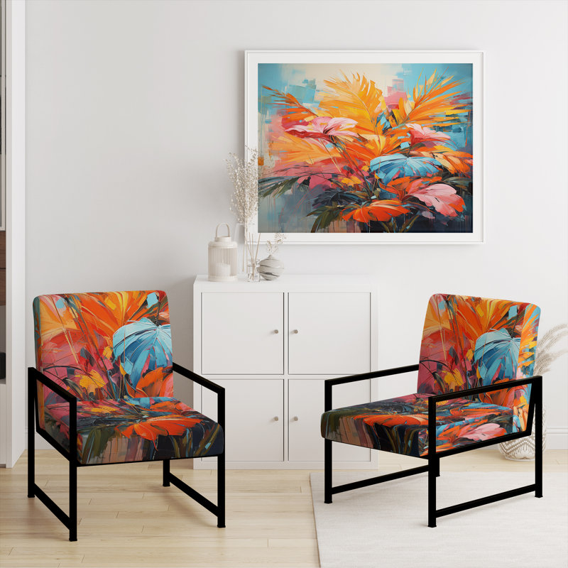 Davidenko - Chaise d'appoint rembourrée Palm Trees, Noir