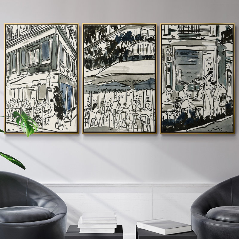 " Aucoin De Larue I " 3 - Pieces, 27" H x 54" W, Gold