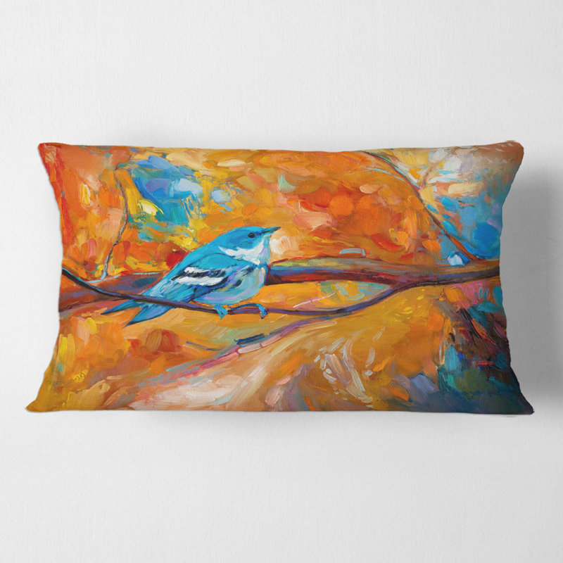 Housse et insert d'oreiller rectangulaire Cerulean Warbler Bird on a Branch