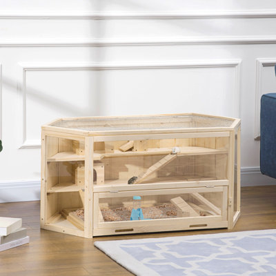 Cage à hamster en bois pour petits animaux Pawhut