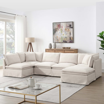 125.5'' Modular Sectional Sofa With Movable Ottoman