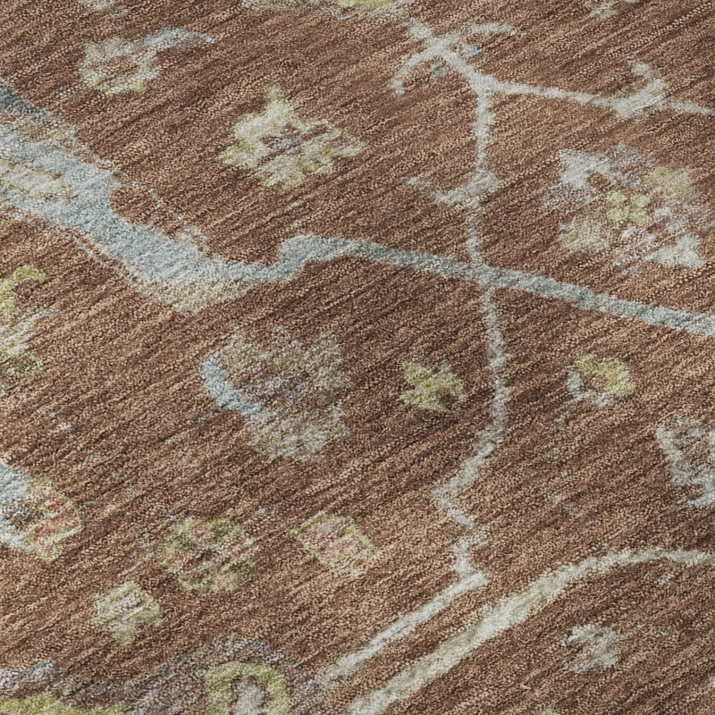 Premium Machine Washable Mayfield AMF2233 Global Rug, 2'3" x 7'6" Runner, Paprika