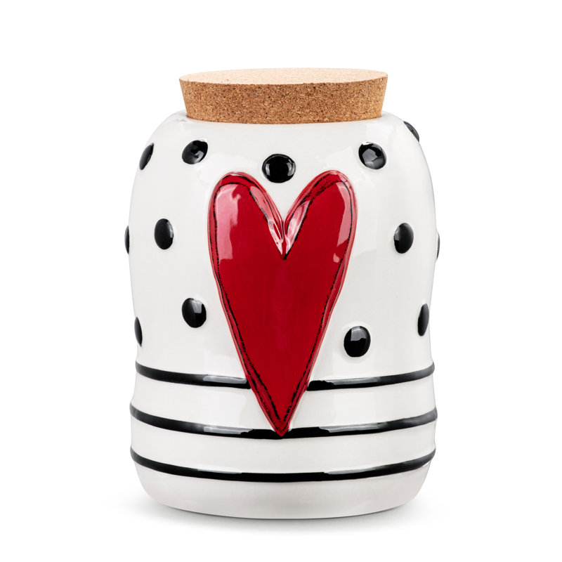 Red Heart Medium Cork Lid Canister - 32Oz