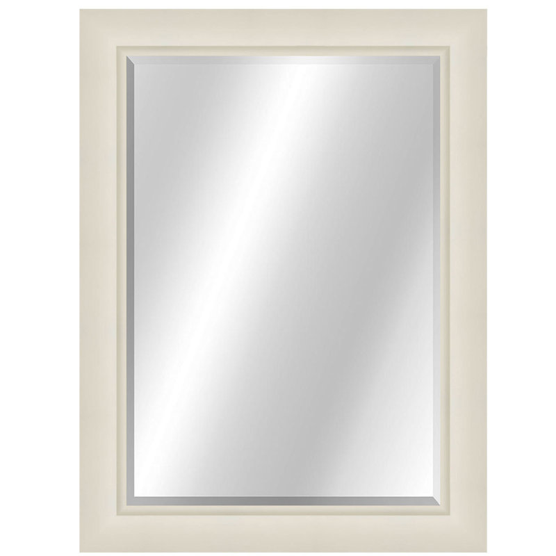 Wood Wall Mirror, Matte White, 50" x 32"