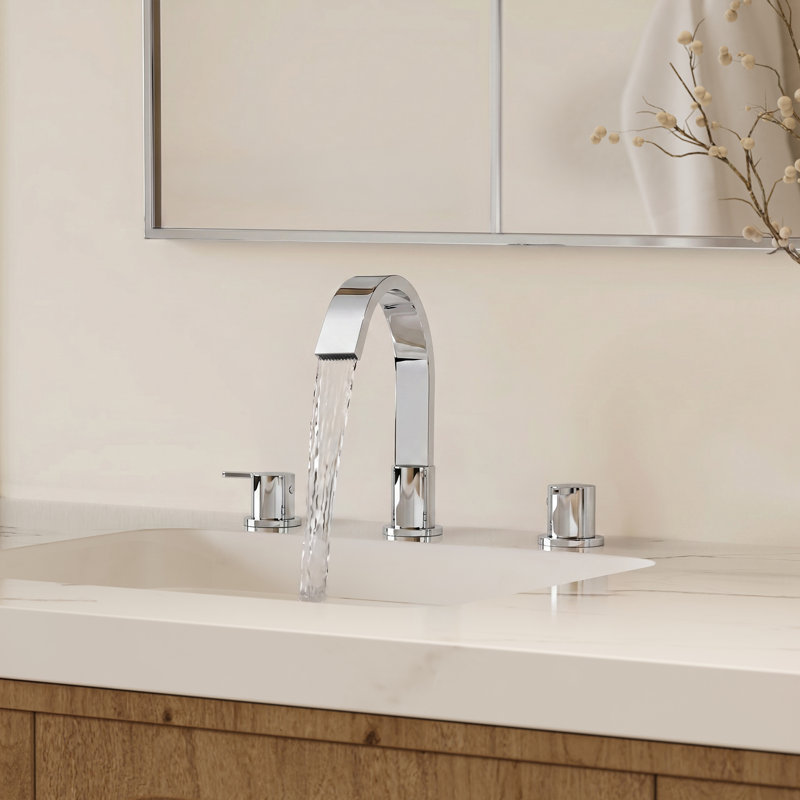 Robinet de salle de bain surdimensionné à 3 trous et 2 poignées avec drain, Chrome