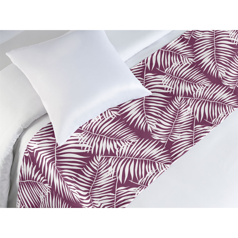  Chemin de lit Floral, Prune / Blanc, Lit simple