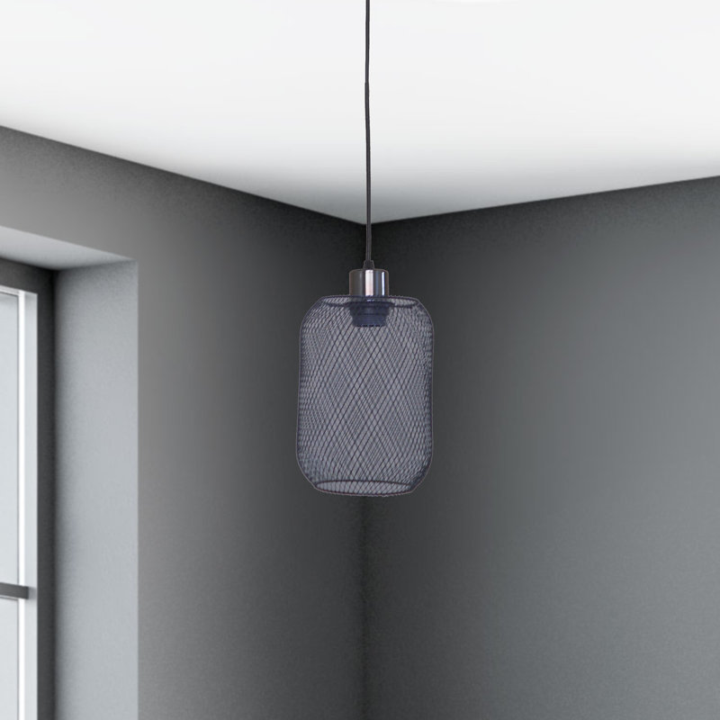 Luminaire suspendu cylindrique simple 1 lumière Peter, Gris foncé