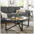 Glass Coffee Table with Solid Wood Base-458493443-443093451