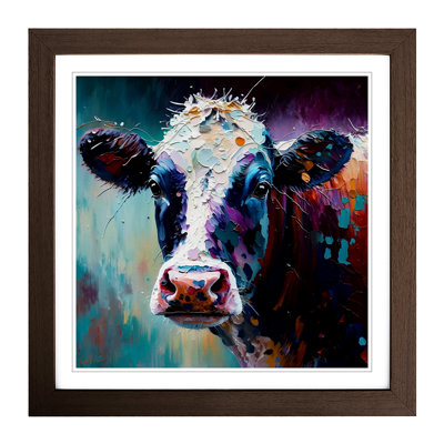 Cow Palette Knife Painting - Framed Print