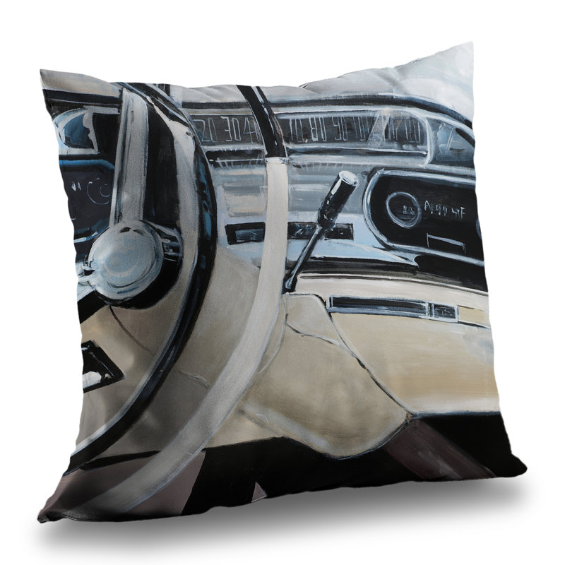 1950s Car Dashboard Beige – Throw Pillow Cover Only, Double-Sided Print, Insert Not Included