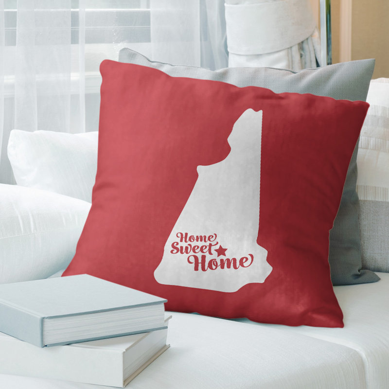 Coussin en lin us villes & states, Concord, 26 po x 26 po, Rouge