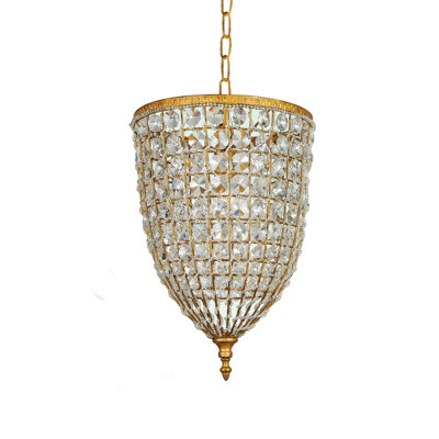 1-Light Bronze Pendant With Clear Crystal Accents