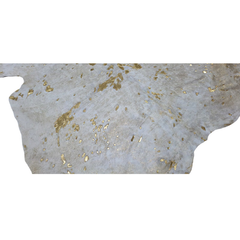 Tapis 100% cuir de vache crème et doré de qualité supérieure fabriqué à la main authentique