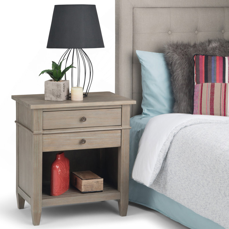Carlton - Table de chevet - Gris vieilli, Marron clair