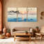 Nautical & Beach Sunset Mountains Mist Water Birds Sky Reflection Peace Set of 3 Canvas Wall Art Prints-531593714