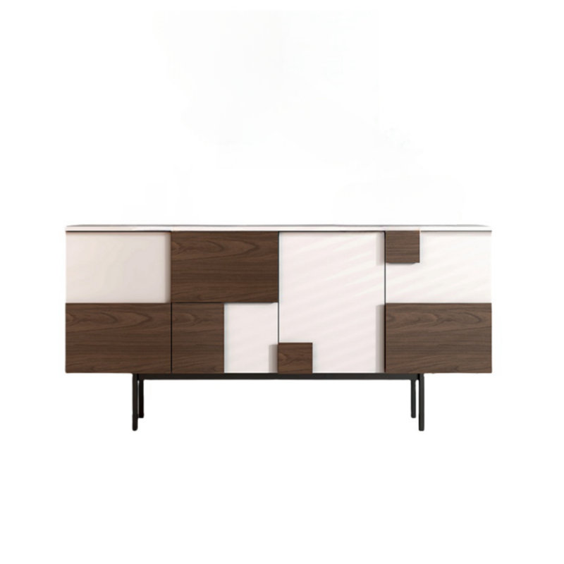 Armoire d'appoint Light Luxury, H 34,2 po x l 70,8 po x P 16,5 po, Blanc / brun