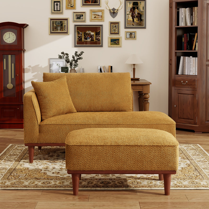 Chaise longue et tabouret rembourrés Finken, Orange