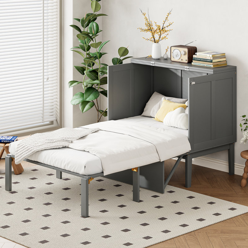 Storage Bed, European Single (90 x 200 cm), Grey