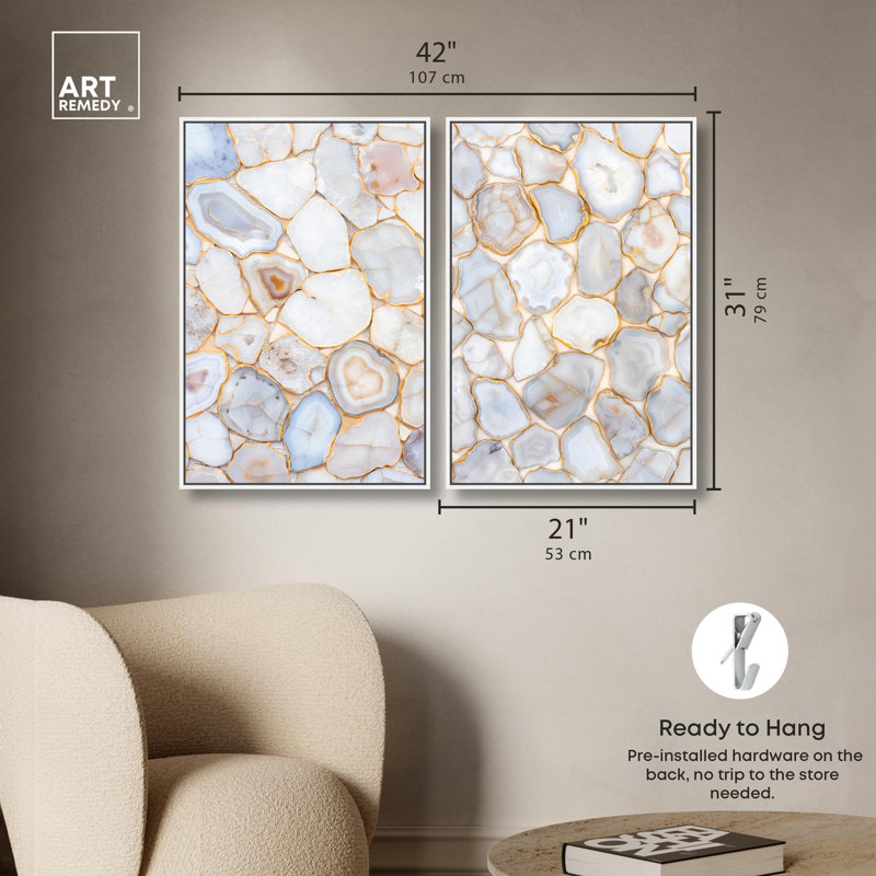 Impression sur toile Luxe Harmony , H 31 po x l 21 po, Impression dans un cadre flottant sans passe-parto, Blanc