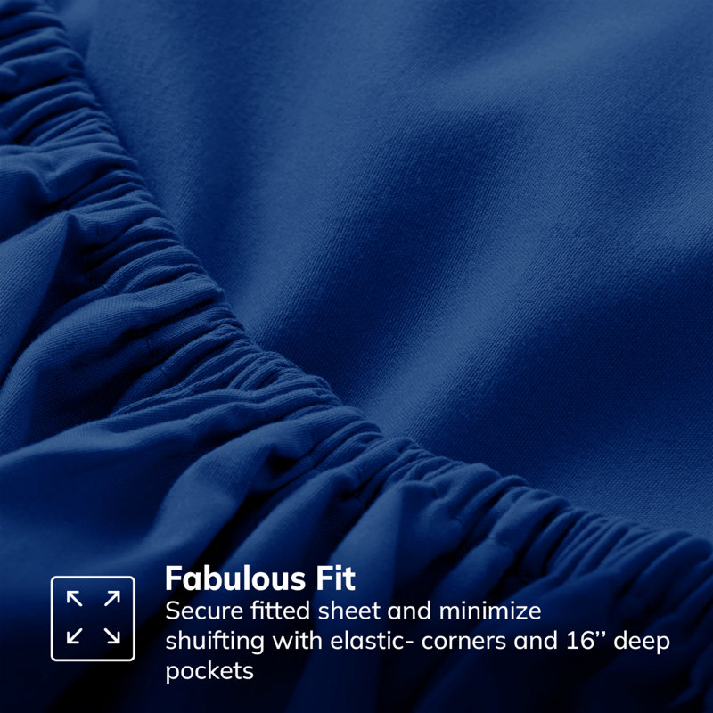 Meliah Microfibre Brushed Fitted Bed Sheet, Navy Blue, Double (4'6)