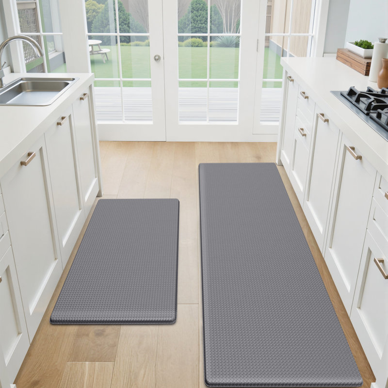 Tapis de cuisine antidérapants et antidérapants, Gris, Rectangle 17,3 po x 30 po + 17,3 po x 59 po