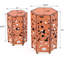 2 tables d'appoint, tables en fer orange pour l'intérieur et l'extérieur, P 14,51 po x l 12,34 po et H 12 po 10,50 po 18,25 po, aucun assemblage requis, décoration extérieure intérieure, P 14,51 po x l 12,34 po x H 12 po D-1439213687