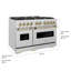 ZLINE Autograph 48 in. Classic Gas Range with 8 Burner DuoPro Cooktop w/ Champagne Bronze Accents-735385006-735385007