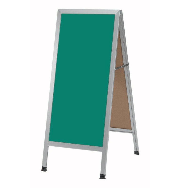 Tableau noir sur pied en une structure, Clair satiné anodisé, H 3 pi 6 po x l 1 pi 6 po