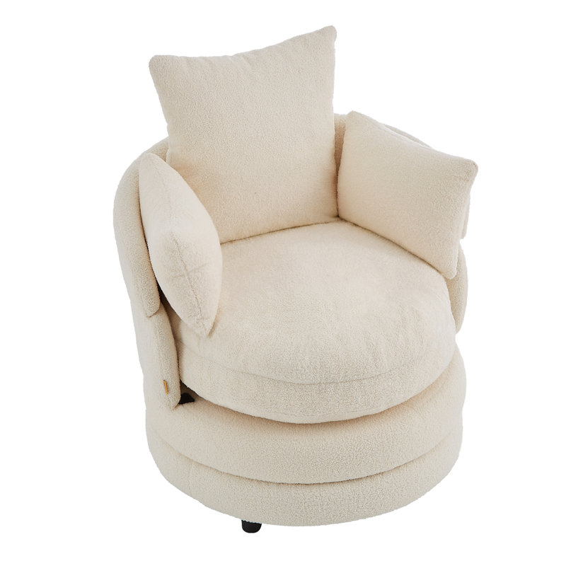 Fauteuil d'appoint rotatif à 360 ° Modern, H 32,28 po x l 34,65 po x P 31,5 po, Blanc