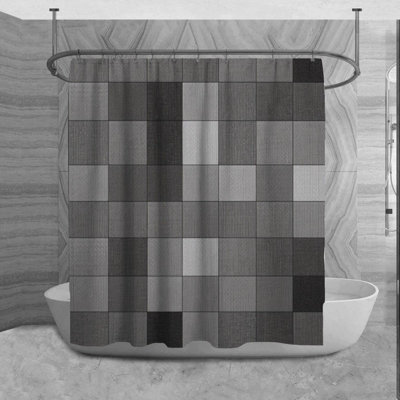 Rideau de douche à carreaux Muyi
