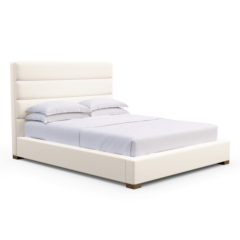 Boyd Upholstered Bed, Box Weave Linen Pumice, Full, Ebony