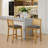 Full Solid Wood Rattan-Back Bar Stool, Matte Linen Cushion with High-Resilience Foam & S-Springs,Set of 2-1114036584