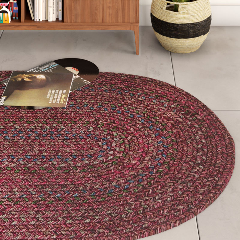 Tapis intérieur/extérieur rouge bourgogne/rouge Tartaglia, Ovale 2 pi x 4 pi