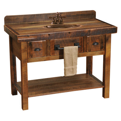 Ensemble de meuble-lavabo à 2 tiroirs avec tablette - sans comptoir - avec barre à serviettes Fireside Lodge