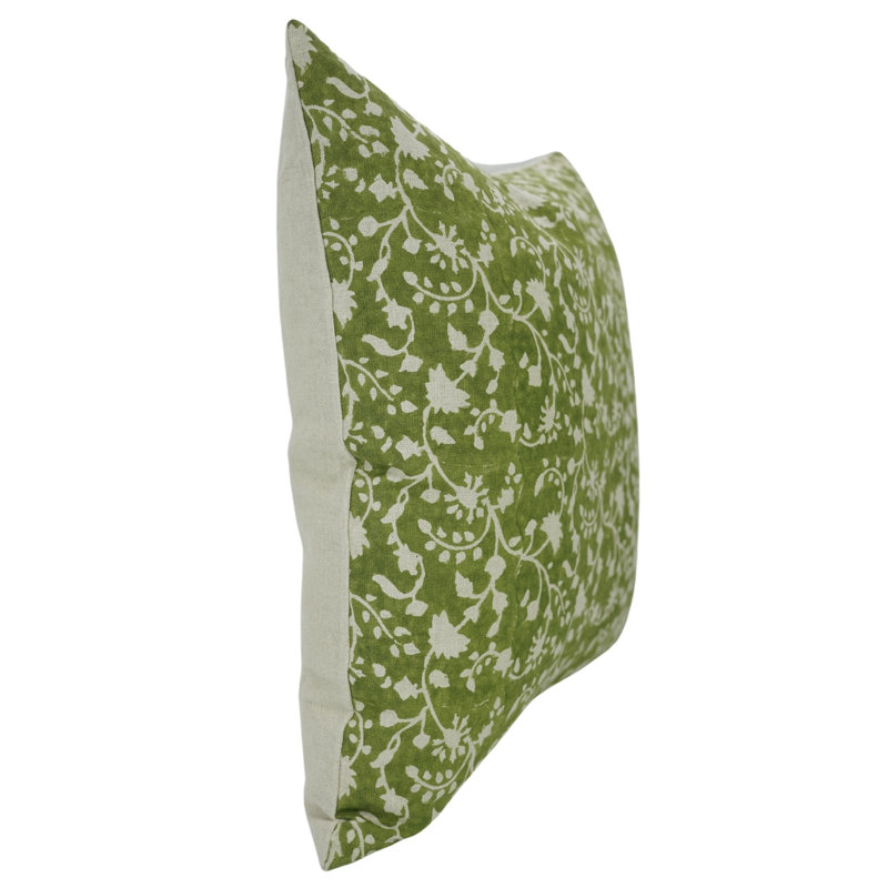 Housse de coussin en lin pur, taie d'oreiller en lin Prin 14 x 14, coussin décoratif floral - RAMESHWARAM, H 14 po x l 14 po