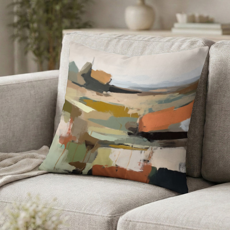 Coussin Green and Beige Transcendant Reality, H 18 po x l 18 po