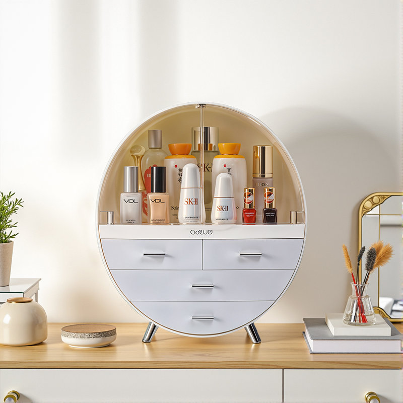 Modern Round Dustproof Cosmetic Storage Organizer