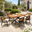 Ensemble de salle à manger de patio en bois d'acacia pour 6 personnes avec 6 chaises rembourrées